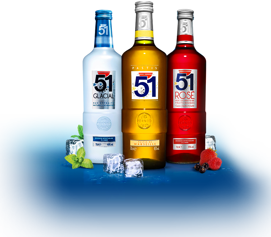 pastis 51 tout un numéro 51 rosé frais & fruité 51 glacial l’alliance anis & menthe